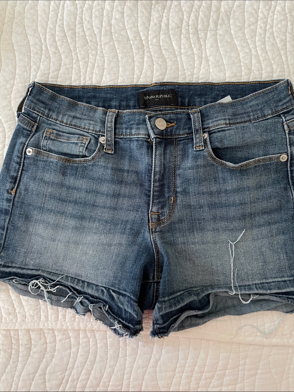 Banana Republic Blue Washed Denim Cutoff Low Rise Shorts